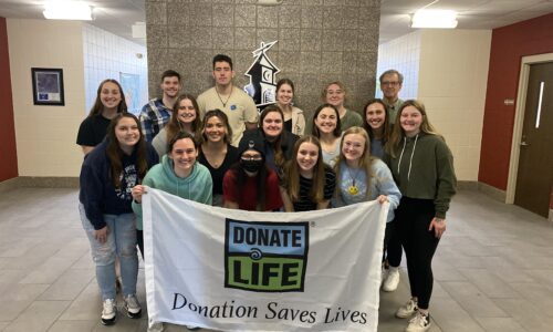 Members of Professor Joe Hatcher’s social psychology class who are helping to host a Share Your Spare: The Importance of Organ Donation Event. Photo Courtesy of Deana Johnson