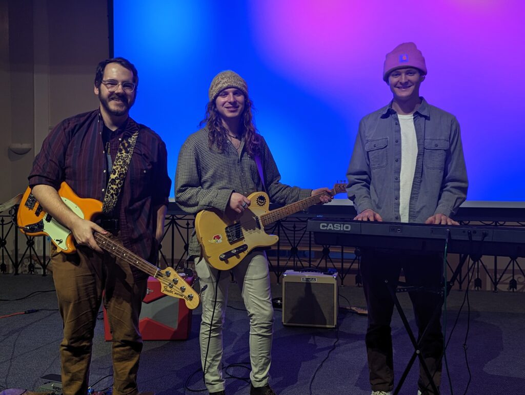 The members of Calvatia. From left_ Ethan Hansen, Jonah Lazo, and Jonah Roeper. Photo courtesy of Caitlin Marsch.
