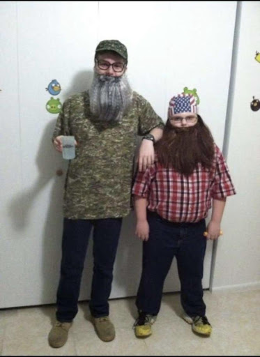 Simon Friskney, freshman, on right, dressed up as a character from the reality TV show, Duck Dynasty. Photo Courtesy of Simon Friskney