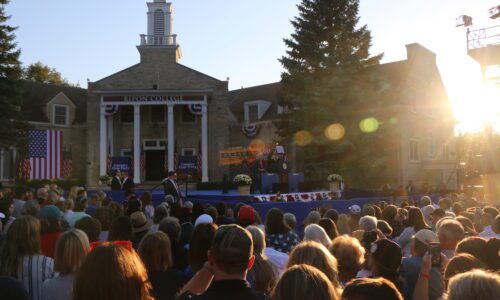 The crowd watches Kamala Harris speak at the rally on Oct. 3rd. Photo Courtesy of Rickie Bailey.